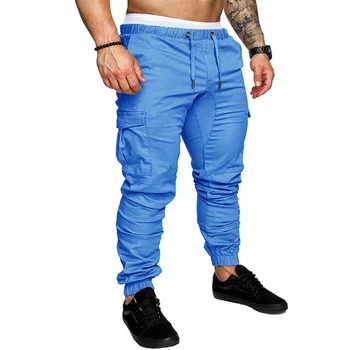 Erkek Kargo Pantolon günlük pantolon Düz Renk pamuklu pantolonlar Erkek Hip-Hop Streetwear Erkekler Sonbahar Pantolon Elastik Koşu Sweatpant