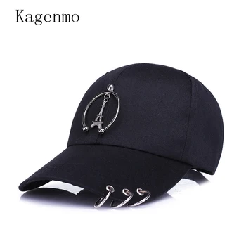 Kagenmo Kulesi beyzbol şapkası Serin Parkour Hip Hop Şapka Hipster güneş şapkası Metal Halka