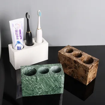 Toptan Özelleştirilmiş Doğal Mermer Diş Fırçası Tutucu Kupası Kupa Diş Fırçası ve Diş Macunu Tutucu Lüks Banyo Aksesuarları