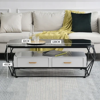 Benzersiz siyah bacaklar Metal sehpalar Nordic ışık mermer Düşük çay yan masa beyaz depolama Mesa yardımcı oturma odası mobilya