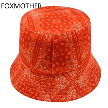 FOXMOTHER Yeni Hip Hop Siyah Kırmızı Renk Paisley Balıkçılık Kapaklar Kova Şapka Bonnie Erkek Bob Gorras Casquette Açık