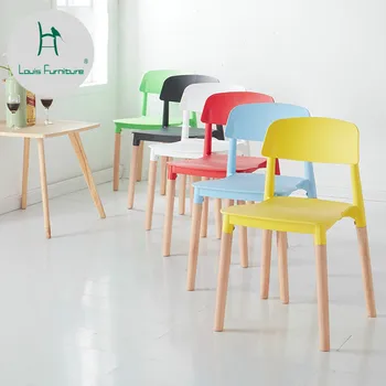 Louis Moda Oturma Odası Sandalyeleri İskandinav katı ahşap Yemek Modern Minimalist Ev Plastik Arkalığı Eğlence Restoran Basit Fikir