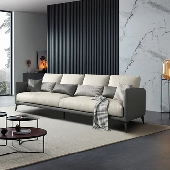 İskandinav tek kullanımlık teknoloji kumaş küçük daire İtalyan minimalist oturma odası Modern minimalist sanat lateks yumuşak kanepe