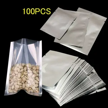 100 ADET Su Geçirmez Saran Wrap Gümüş Mutfak Malzemeleri Saklama Torbaları ısı yalıtımlı çanta vakumlama makinesi alüminyum folyo çanta