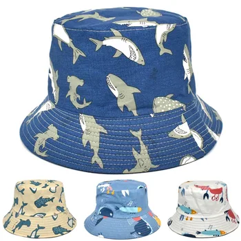 Kadın Pamuk Kova Şapka Kapaklar Balık baskı Balıkçı Şapka Hip Hop Açık Seyahat Kap Erkek Kadın Düz güneşlikli kep Güneş Şapkaları Güneş Şapka