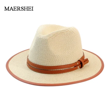 Yeni Panama Vizör Yumuşak Şekilli Hasır güneş şapkası Yaz Kadın / Erkek Geniş Ağız Plaj güneşlikli kep UV Koruma Fedora Şapka