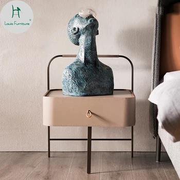 Louis Fashionİtalian minimalist eyer cilt komodin ithal tasarımcının yaratıcı İskandinav INS rüzgar yatak odası başucu depolama