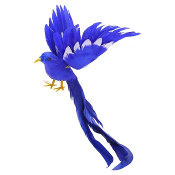 Yapay Kuş Tüyleri Plastik Heykelcik Peyzaj Süs Bahçe Dekor Noel DIY Cadılar Bayramı - #2(mavi kuyruk), 28 * 5 * 3cm