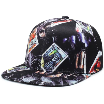 Yeni stil erkekler ve kadınlar snapback kapaklar kafatası poker baskı hip-hop şapka 6 panel açık güneş şapkası elastik kap yaz spor ayarlanabilir