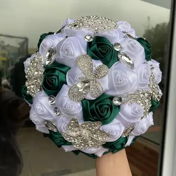 Lüks Rhinestone El Yapımı Çiçekler Düğün Gelin Buketi Romantik Dekorasyon Gelin Nedime El Buketi Düğün Malzemeleri