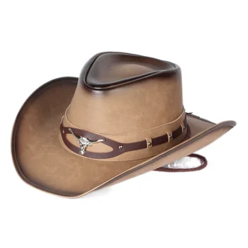 yüksek kalite Moda logo özel promosyon ve hediyeler öğeler için parti vintage stil batı kovboy şapka öküz kafası ile