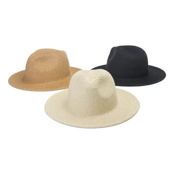 Ingiliz Kore versiyonu basit moda erkek kadın artı boyutu caz güneş şapkası yaz güneş gölge ve güneş kremi büyük kafa dokuma hasır şapka