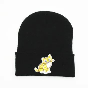 Kedi Hayvan Nakış Kalınlaşmak Örme Şapka Kış Sıcak Şapka Skullies Kap Bere Şapka Erkekler ve Kadınlar için 196