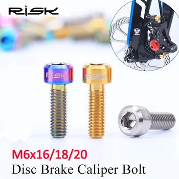 RISK 4 ADET M6*16/18 / 20mm Titanyum Alaşımlı Bisiklet disk fren Kaliper Sabitleme Cıvataları MTB Bisiklet Yağ disk fren TC4 Tespit Vidaları