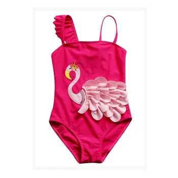 Yaz Çocuk Mayo Tek Parça Sevimli 3D Kuğu Kız Mayo Bikini Tankini Plaj Yüzme Havuzu Mayo Kostüm