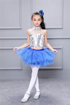 Çocuk Bale Dans Kostümleri Kızlar İçin Sequins Caz Dans Elbise Çocuklar Modern Dans Performansı Dans Kız Sahne Giyim