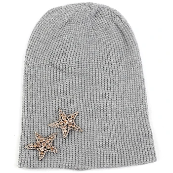 Caps Rhinestone Aksesuarları Yıldız Geebro Kadın Kaşmir Düz Renk Örme Sıcak Skullies Beanies Şapka Kaput