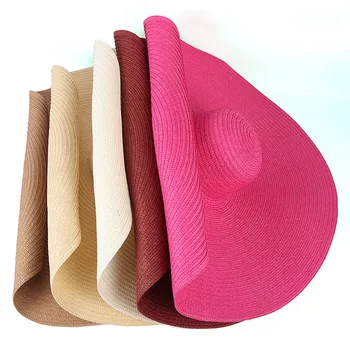 Yaz 25cm Geniş Ağız Büyük Boy plaj şapkaları Kadınlar için Büyük Hasır Şapka UV Koruma Bayan Kız Katlanabilir Gölge güneş şapkası Dropshipping