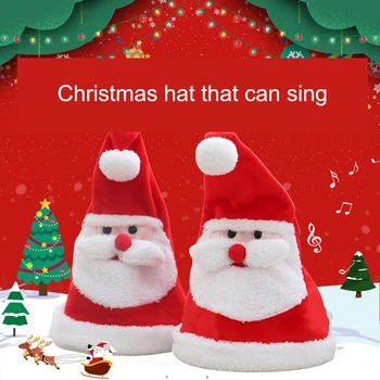 Elektrikli Santa şapka noel şapka ışık şarkı karikatür festival Erkek kız noel süslemeleri Noel fotoğraf dekor