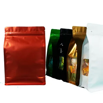 Kitchet Depolama, 100 adet Renkli Alüminyum Folyo Kilitli Torba Düz Tabanlı, Beyaz Mylar Kaplama Plastik fermuarlı çanta Toz Geçirmez, Gıda Paketi